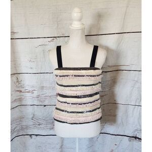 Lafayette 148 Sequin and Fringe Convertible Strap Top Size 4